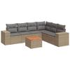 7-teiliges Gartensofa-Set mit Kissen Beige Poly-Rattan