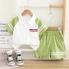“2025 New Style Boys' Summer Two-Piece Set: Lapel Stripe Short Sleeve"