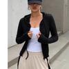 Women S Slim Fit Hooded Zip Up Knit Cardigan Long Sleeve Top