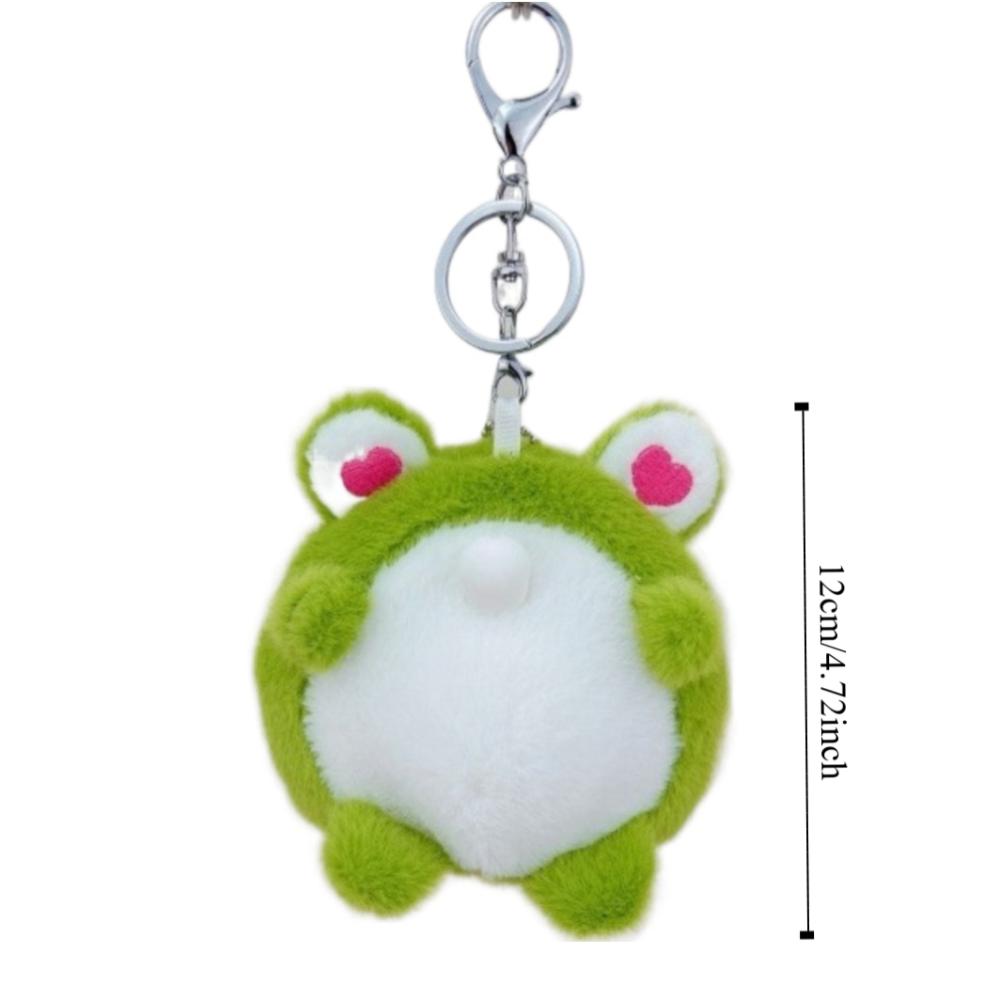 Cartoon Plush Dolls Pendant Squeaking Car Keyring Creative Bubble Frog Keychain  Girl Gift