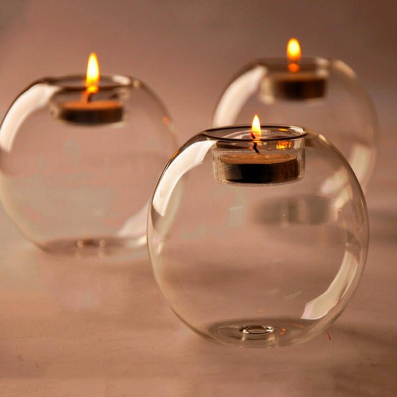 European Style Round Glass Candle Holder - Scented Glass Bottle For Christmas, Wedding & Table Centerpiece Decor