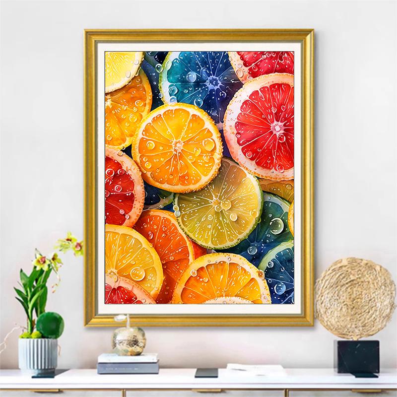 5d DIY Diamond Painting Cross Stitch Colored Lemon Slices Diamond Embroidery Mosaic Full Round Drill Home Decor