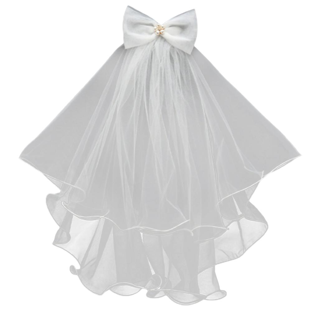 Bridal Veil Bride Light up Tulle with Pearls Bow Short Bachelorette Party Hen Party Bride's Veil Hen Party Head Scarf