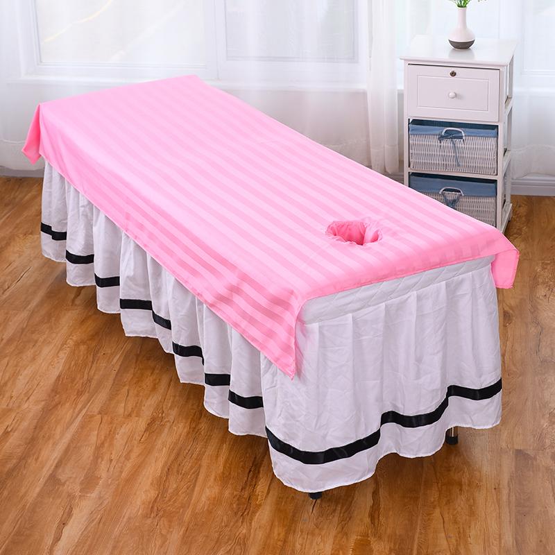 Quick-Drying Mercerized Cotton Beauty Salon Bed Sheet, Wrinkle-Resistant with Face Hole, White