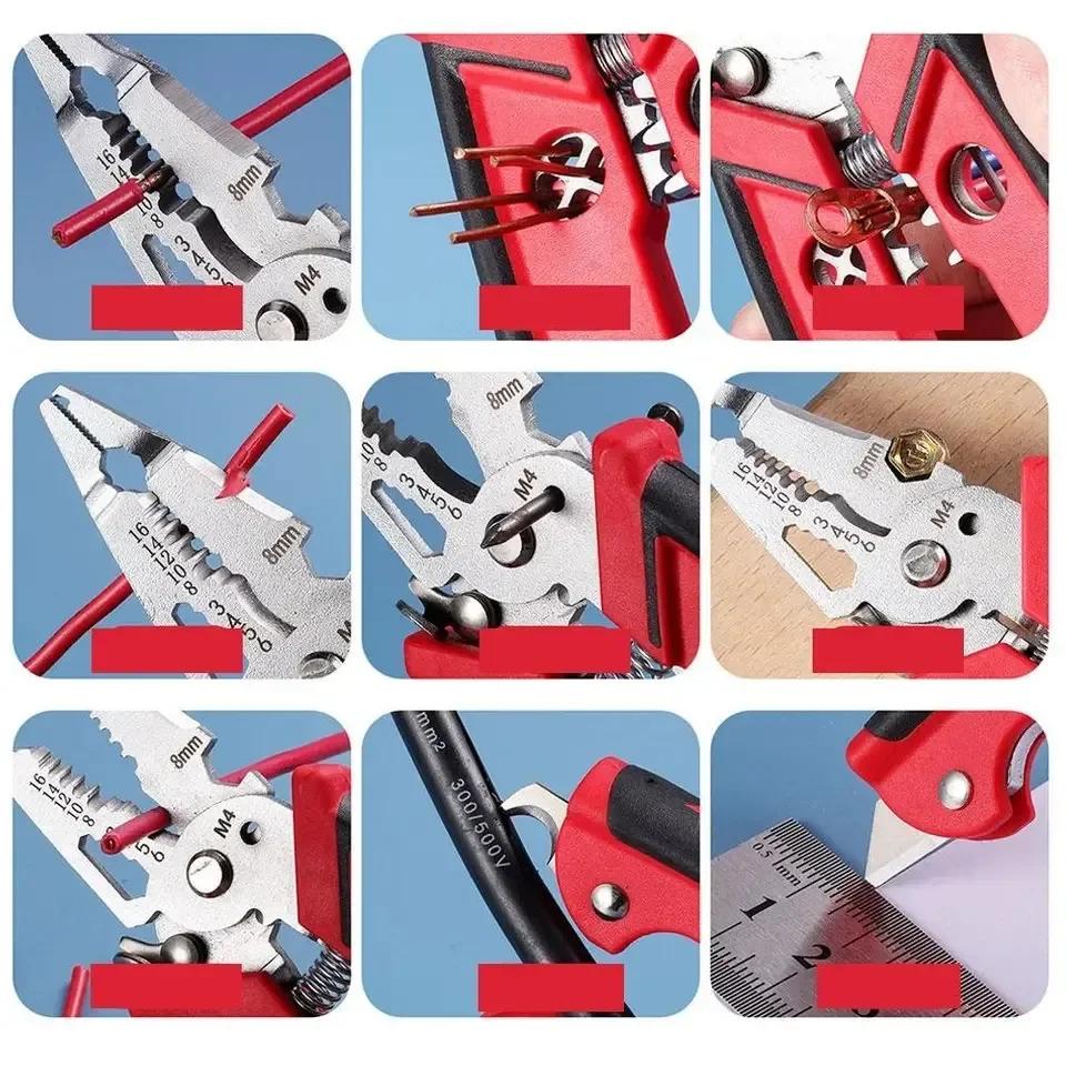 18 In 1 Electrician Crimper Pliers Multipurpose Wire Stripper Professional Double-Blade Hand-held Disassembly Tools for Wiring