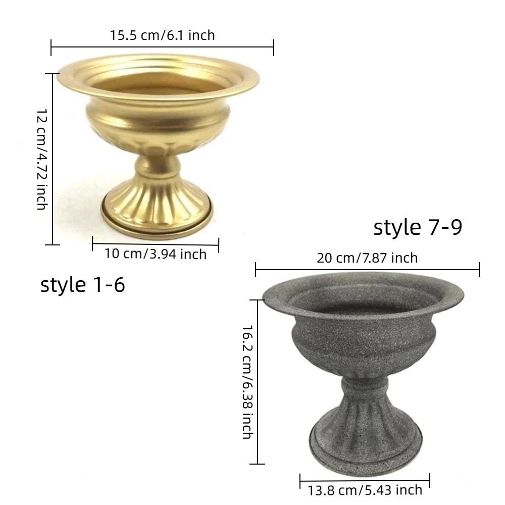 European Retro Flower Vase High-footed Metal Urn-shaped Vase Elegant Luxury Flower Pots Floral Arrangement
