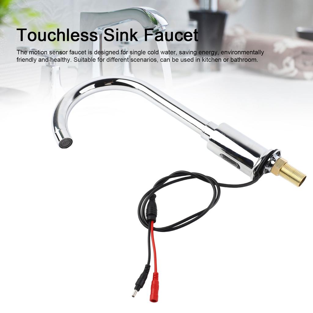 Automatischer Wasserhahn Infrarotsensor Einzelkaltwasser Elektronischer Berührungsloser Waschbeckenhahn für Badezimmer Küche Berührungsloser Waschbeckenhahn