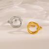 Fashion Minimalism Hollowed-out Geometric Square Adjustable Opening Rings for Women Stainless Steel Ring Daily Versatile Jewelry