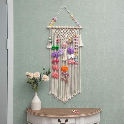 1Pc Hand-woven Bohemian Hairpin Headdress Wall-mounted Storage Cotton Rope Tassel for Outdoor Patio Garden Home Hairpin Storage Decoration