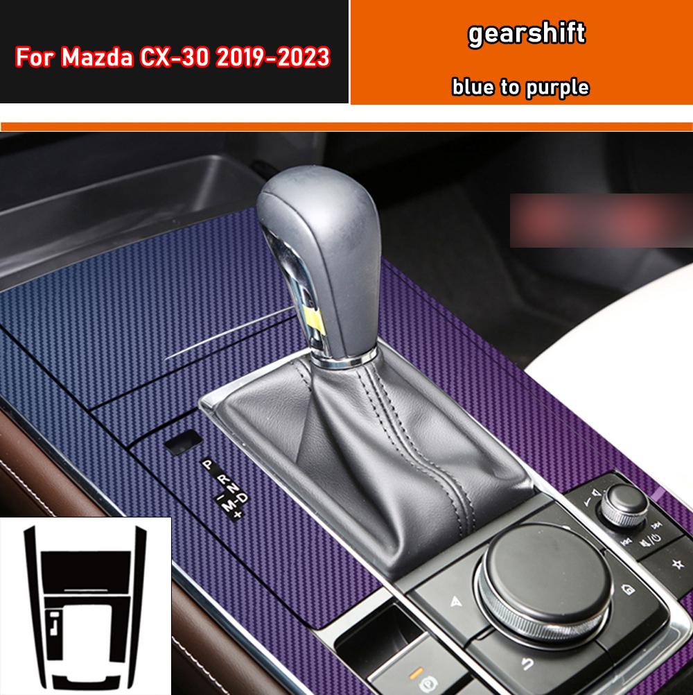 Car Interior Sticker Gear Box Protective Film For Mazda CX-30 2019-2025 Car window Panel Sticker Carbon Fiber Black