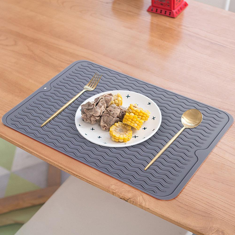 40 X 30 Cm Silicone Dish Drying Mat Rectangle Dish Draining Mat Dish Drying Pad Drip Mat for Dishes for Kitchen Counter