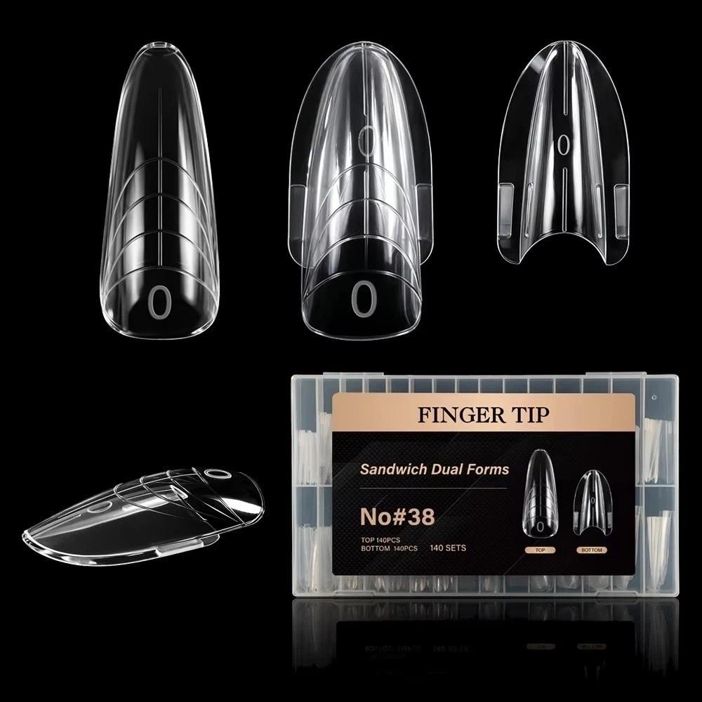 140/280pcs Reusable Nail Extension Forms Square Oval Coffin Nail Molds Manicure Tools
