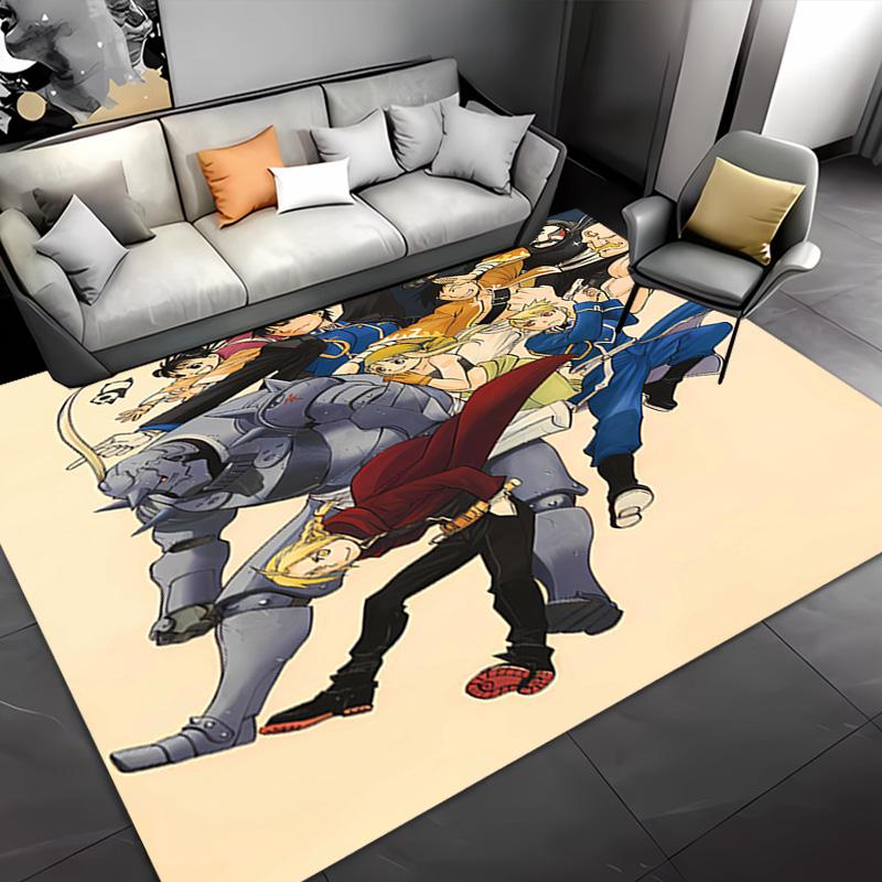 Fullmetal Alchemist -Themed Entrance Mat,Non-Slip Mat Area Rug,Room Decor,Outdoor Decor,Kitchen Rug,Doormat - Machine Washable,Easy to Clean