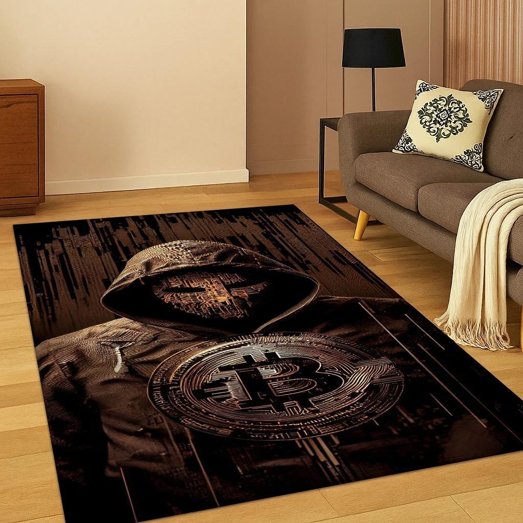 HD Bitcoin Pattern Carpet Rug for Home Bedroom Living Room Sofa Doormat Decor Carpets for Living Room Bedroom Decor Carpet