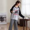 XUEXIMAN Women's Pajamas Xinjiang Cotton Spring and Autumn Sweet Lazy Long Sleeve Round Neck Loose Homewear Set M