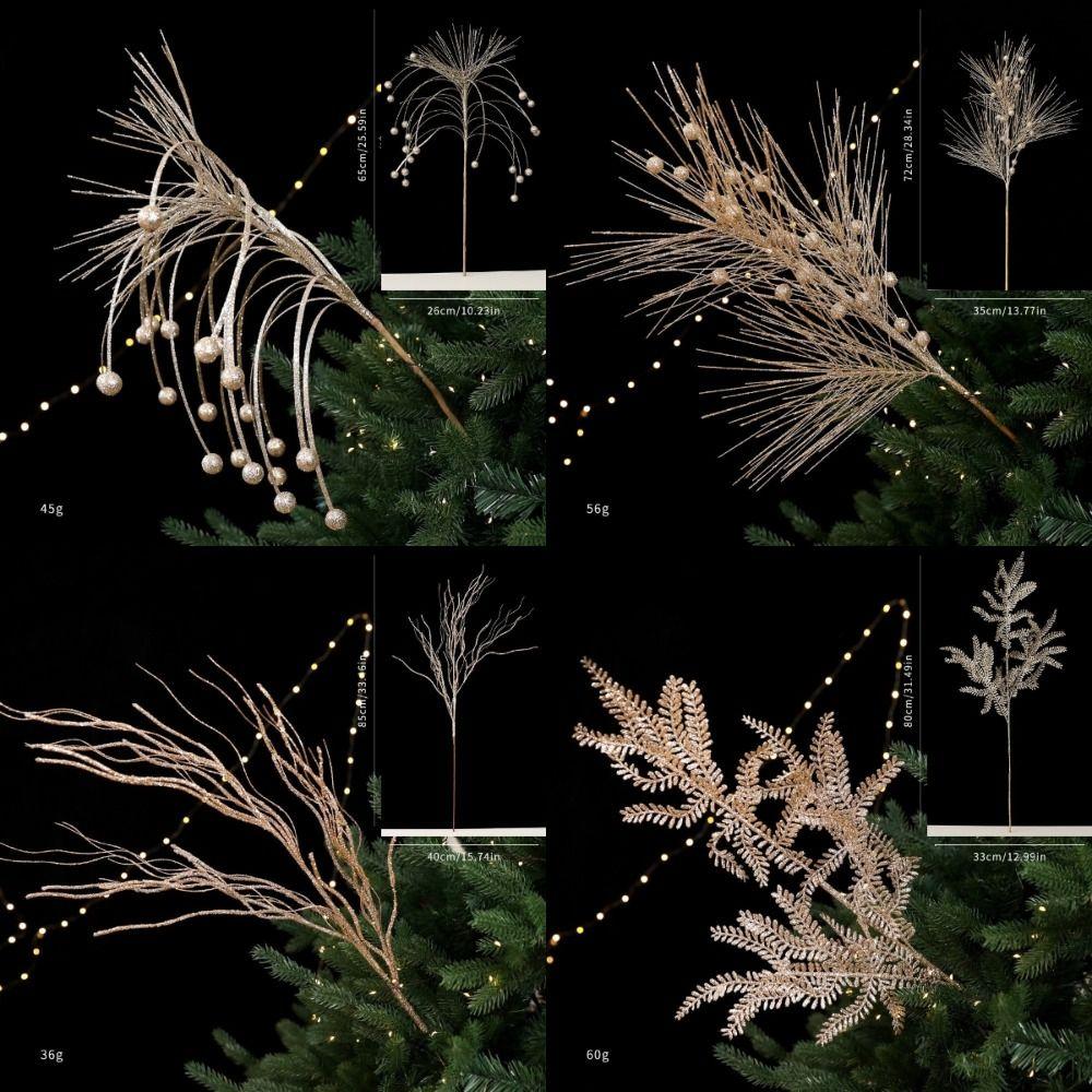 Glitter Branches Christmas Tree Pendant DIY Shiny Christmas Cypress Leaf Handmade Creative Christmas Leaf Pendant