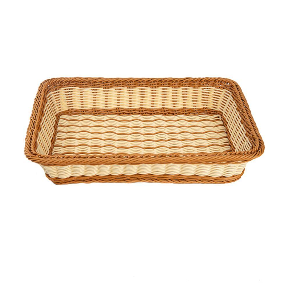 Woven Pattern Kitchen Storage Basket Multicolor Bread Fruit Tray Organization Box Home Shop Hotel