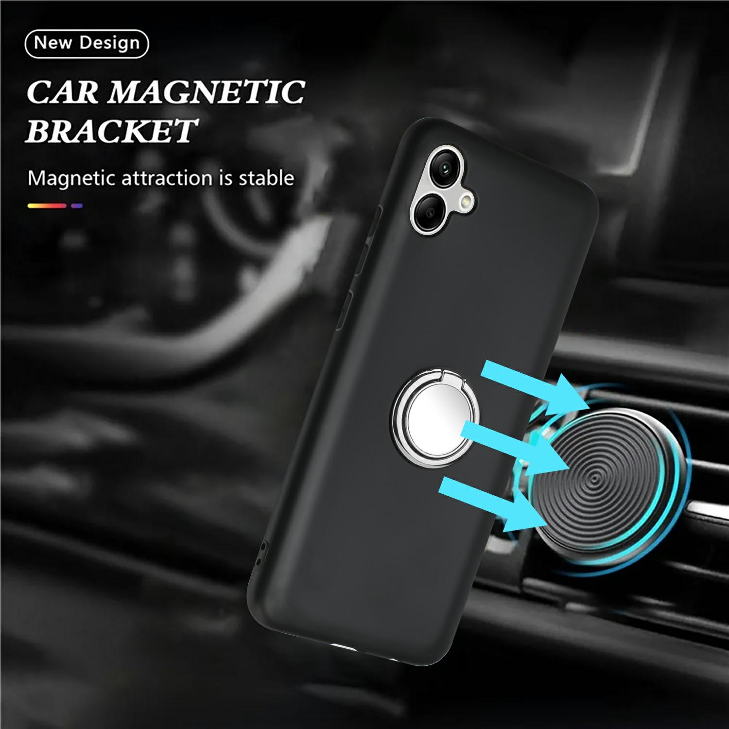 

For Samsung Galaxy A06 5G Case Ring Kickstand Soft TPU Matte Phone Cover Rose Gold