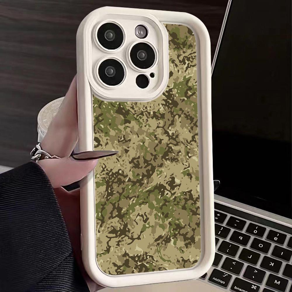 LZ6 Camouflage Camo Design Silicone Phone Case for iPhone 11 13 14 15 16 Pro Max 7 8 16 Plus 12 mini XS Max XR Shockproof Back Cover