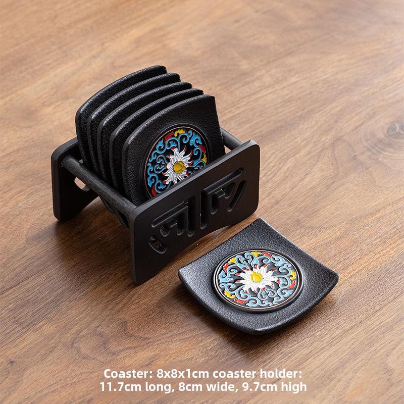 Chinese style tea ceremony accessories, coaster, teacup base Kung Fu tea set retro anti slip and heat-insulating mat, cup holder