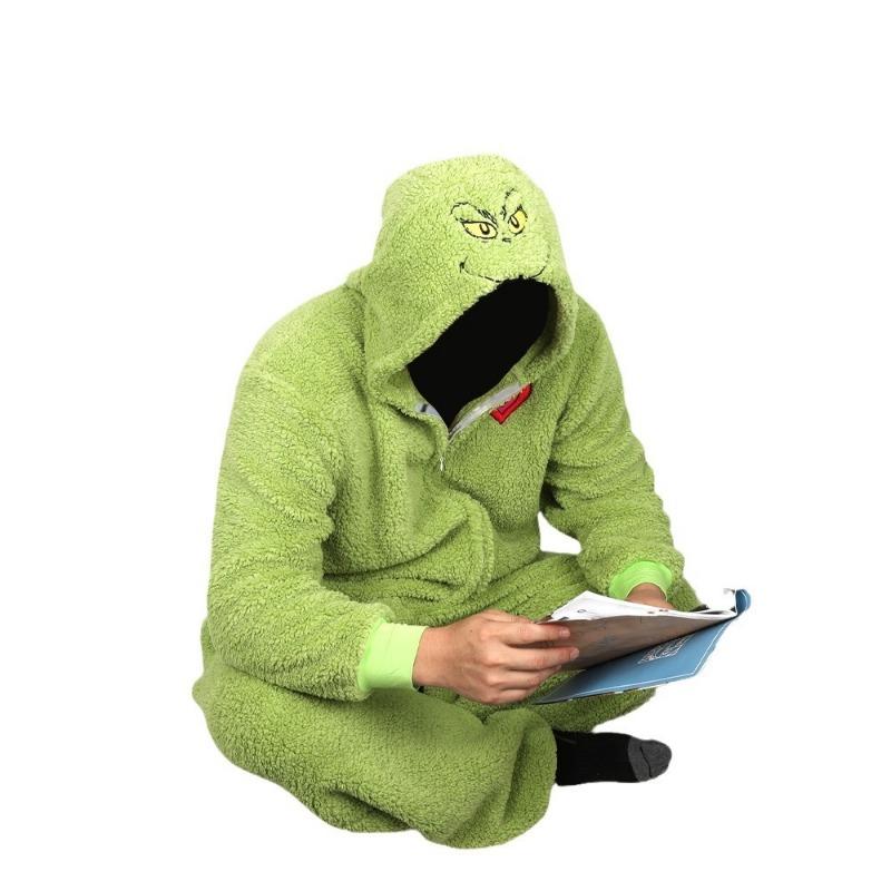 Christmas Green Hair Monster Family Christmas Parent-Child Set Pajamas Grinch Clothing Living