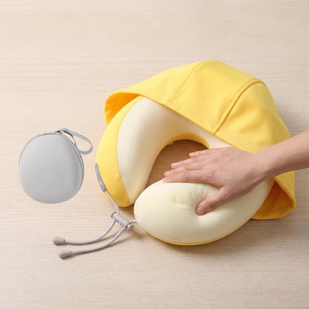 Ice Silk Hooded Neck Pillow Soft U-Shaped Pillow 360° Full Support Travel  Pillow  Airplane