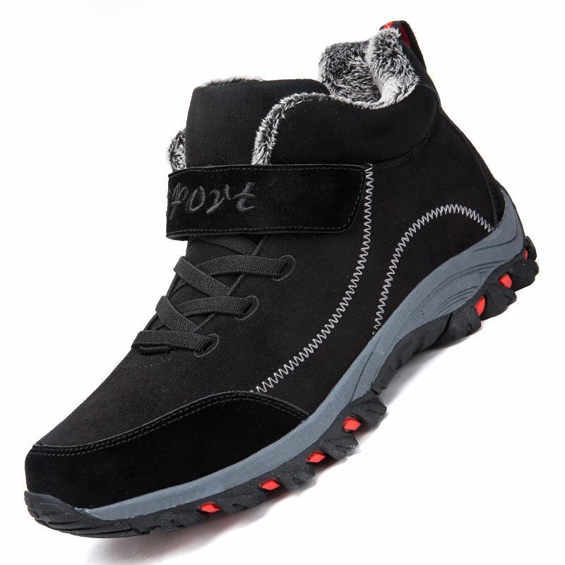 Waterproof Winter Men Boots Cow Suede Warm Snow Women Boots Men Work Casual Shoes High Top High-top Non-slip Ankle Boots