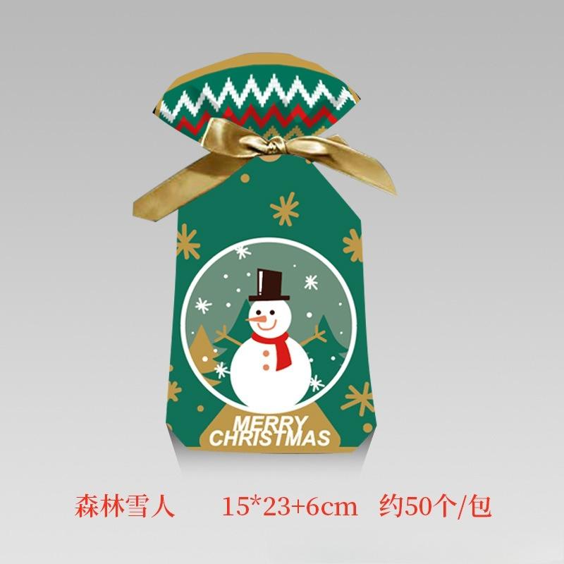 1pack 50pcs Cute Drawstring Bag Christmas Drawstring Pocket Snowflake Crispy Biscuit Gift Packaging Bags Candy Gift Lucky Bags