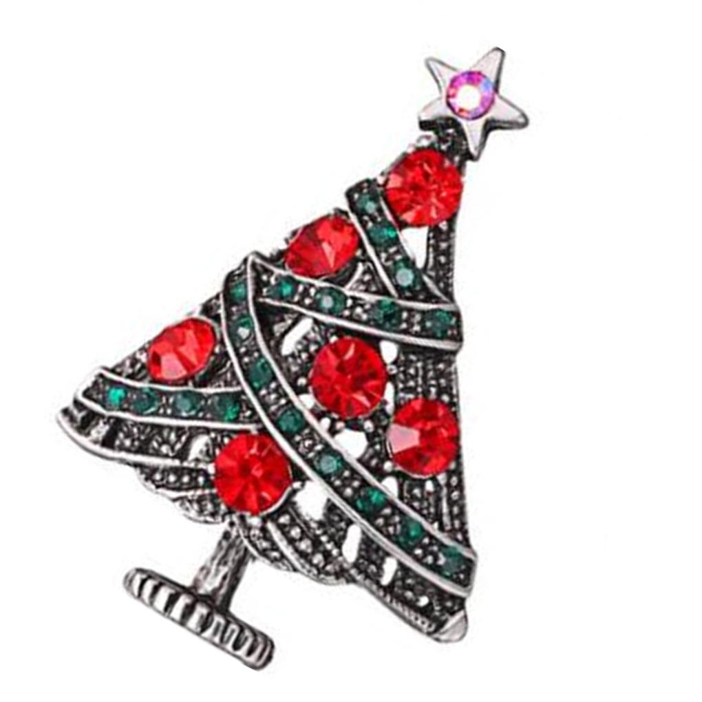 Frauen Mädchen Emaille Weihnachtsbaum Brosche Legierung Strass besetzt Korsagen Nadel Anstecknadel Schmuck Weihnachtsgeschenk