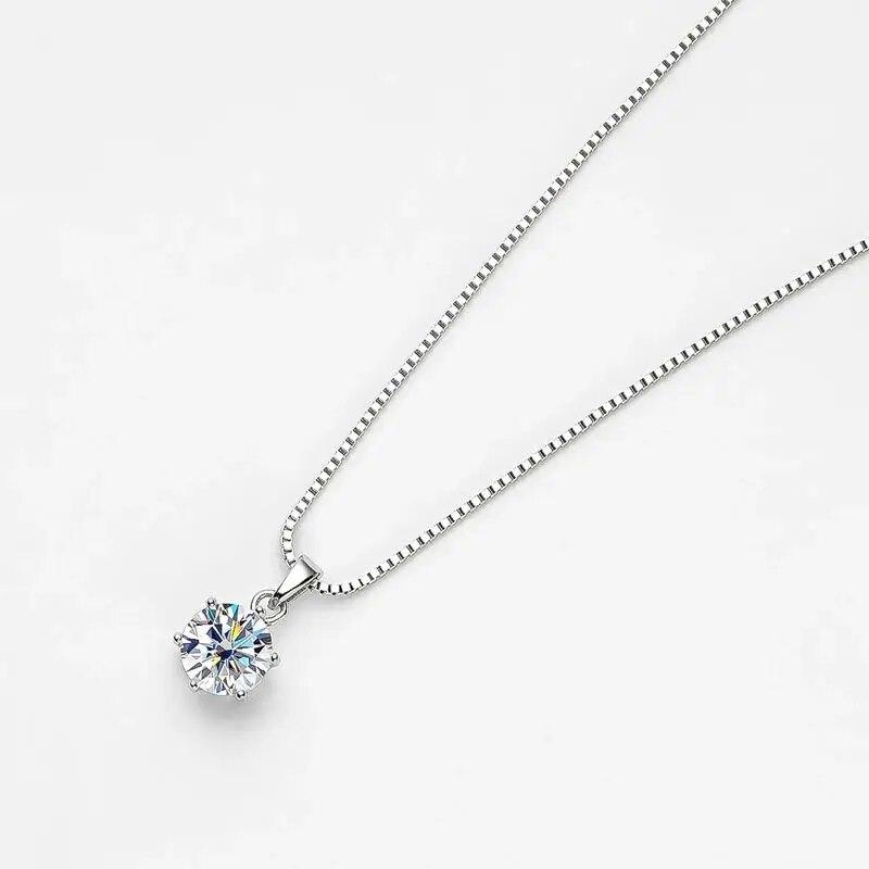 1 Carat Real Moissanite Pendant Necklace For Women Top Quality 100%   Copper Wedding Party Bridal Fine Jewelry