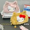 Hello Kitty Pencil Case Large Capacity Plush Pen Holder Hello Kitty Storage Bag Makeup Bag Cosmetics Pouch Desk Organizer Bag