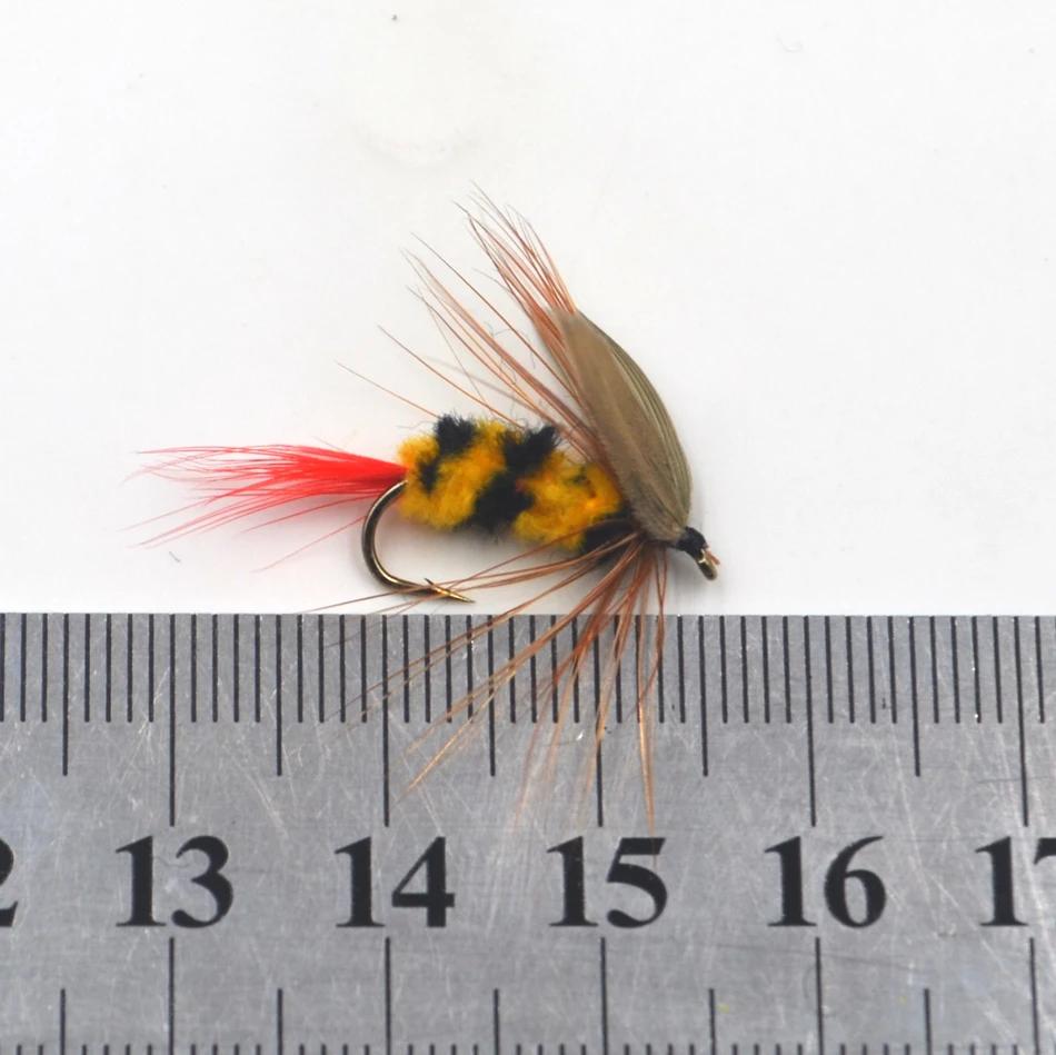 MNFT 6PCS 10# Flies Lure bee fishing Yellow and Black Bumble Bee Fly Insect Artificial Fishing Bait Dry Fly for Trout Fishing
