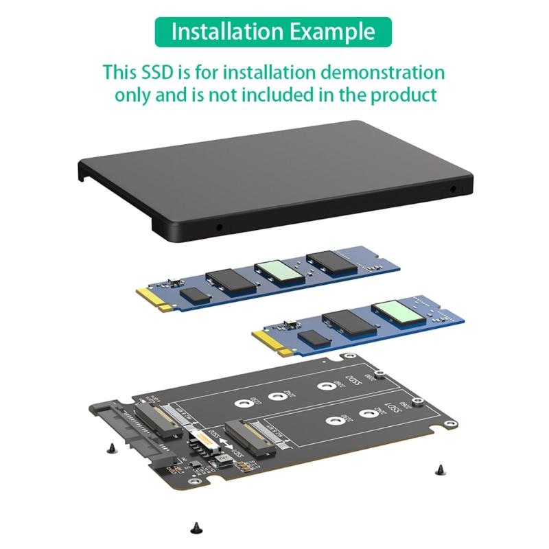 Two M.2 B Key To SATAs 2.5in Adapters Board With Reinforced Connectors For Data Transfer And Extended Durability