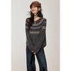 VICTORIA&VERA Women's Winter Fair Isle Retro Round Neck Knit Sweater with Double Zipper