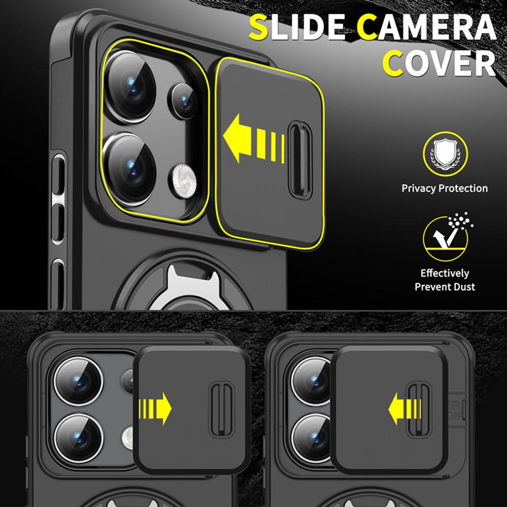 Rotating Folding Stand Matte Case For Xiaomi 14T Magnetic Armor Phone Case For Xiaomi 14T 14 T Pro Slide Camera Protection Cover