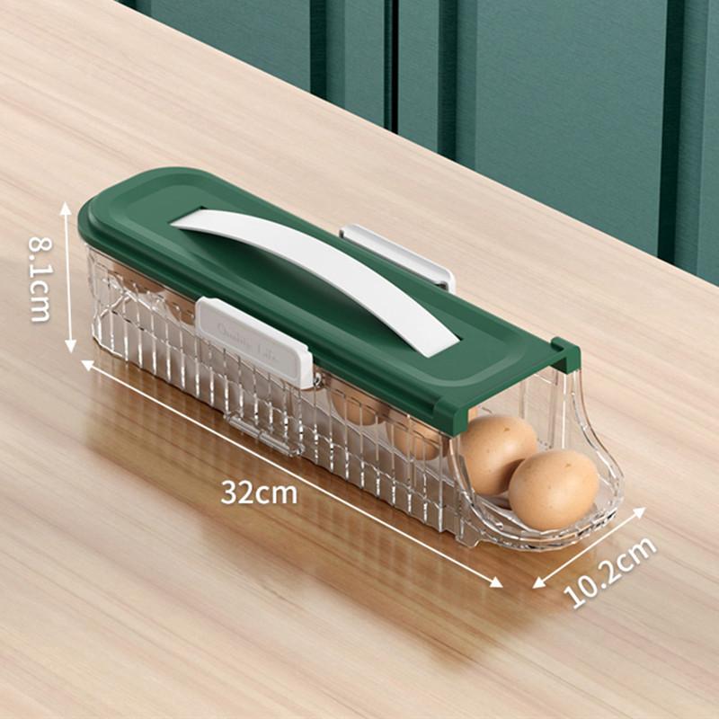 

Холодильник с ящиком Ящик для хранения яиц Холодильник Автоматический прокручивающийся кухонный органайзер Домашние органайзеры Герметичные контейнеры для еды светло-серый