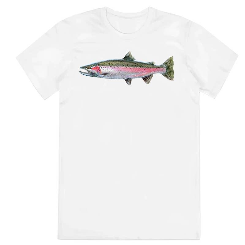Y2k Summer Marine Fish Handpainted Salmon Sea Fish Fishing Beach Fishing Pure Cotton Printed Loose Shortsleeved Tshirt