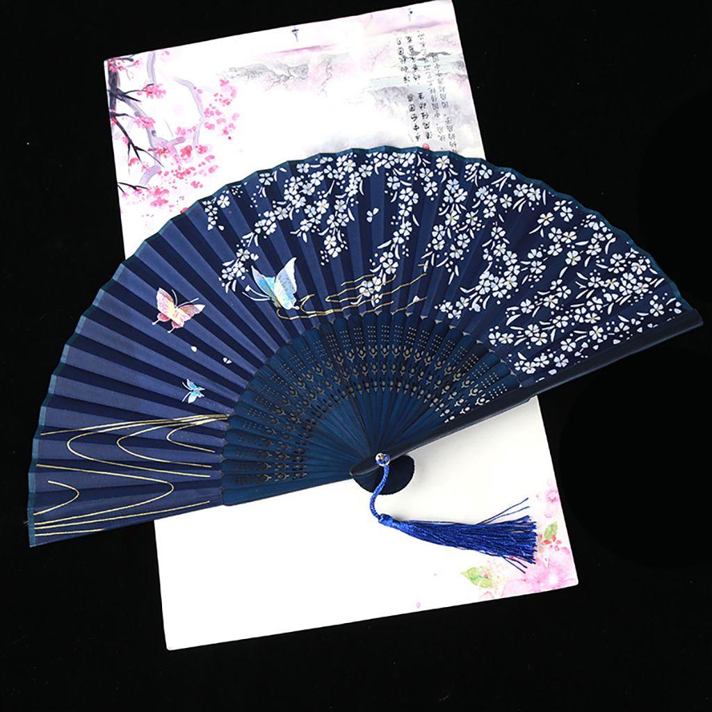 Bamboo Wooden Handmade Colorful Vintage Style Fan Crafts Dance Hand Fan Folding Fan Home Decoration