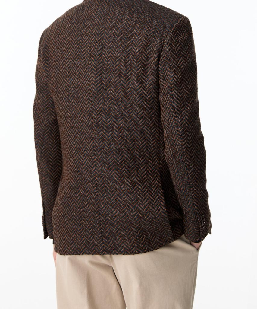 Man On The Boon Notched Lapel Chunky Herringbone Single Jacket_Brown 4714302010