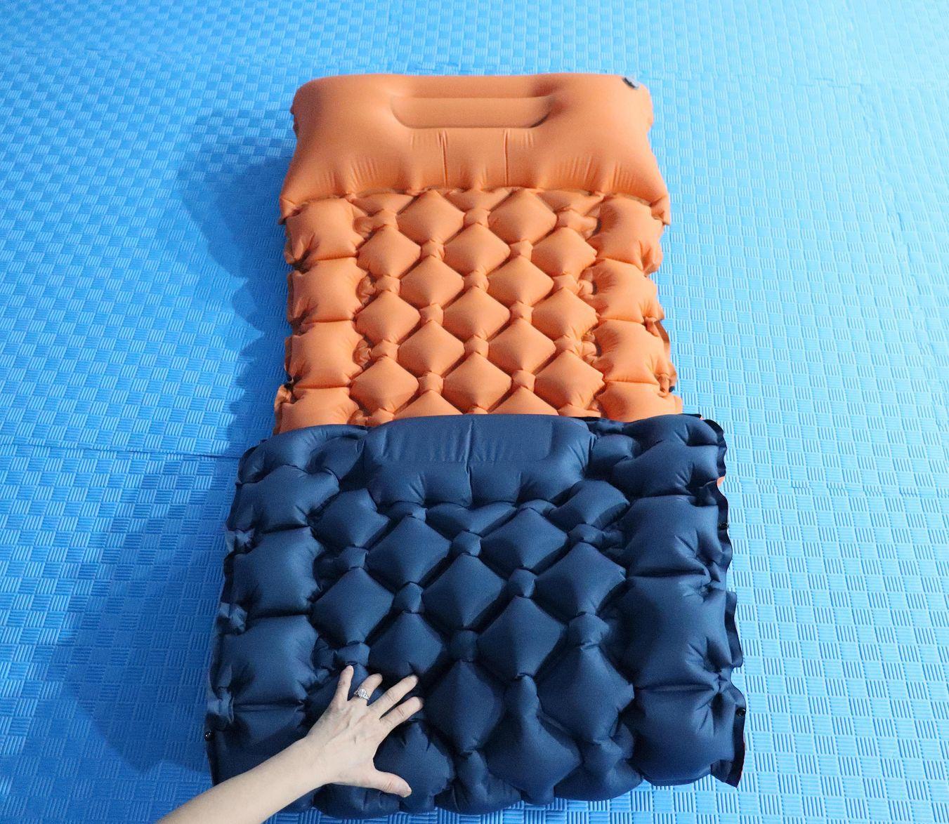 40D Nylon Self-inflating Camping Mat with Pillow Waterproof Sleeping Pad Inflatable Compact Sleeping Mat Ultralight Camping Mat 198*68*9cm