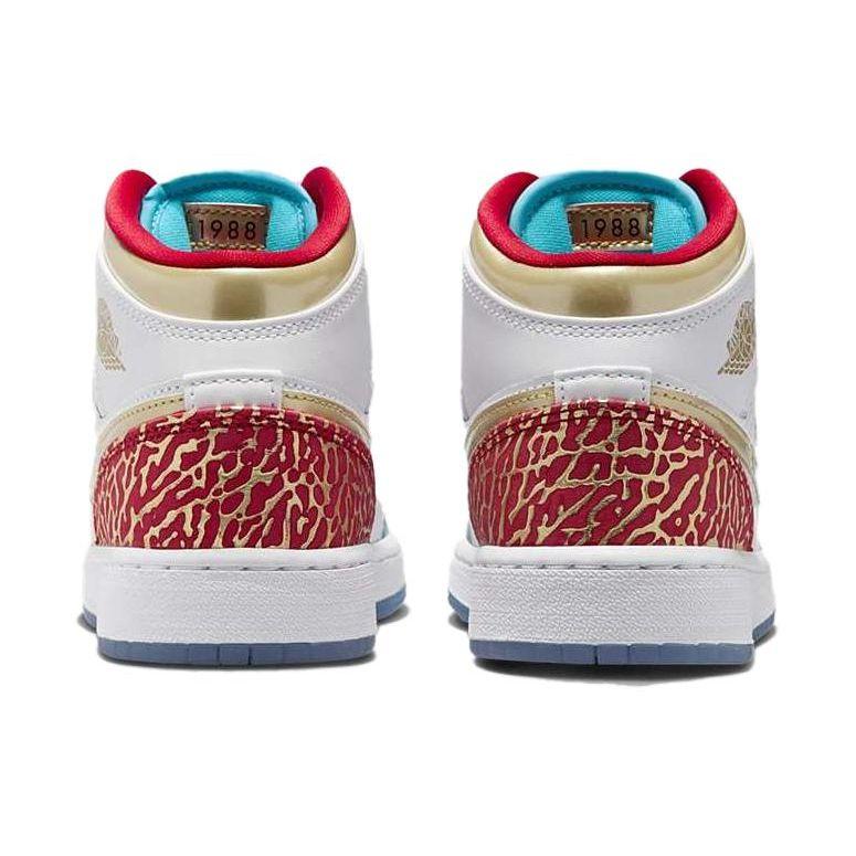 Air Jordan 1 Mid GS NC To Chi Kids Sneakers White Metallic-Gold University-Red FB2212-100