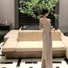 Ribbon Slanted Shoulder Dress Slim-fitting Sexy Backless Hip-wrapped Pure Desire Long Dress Showing Figure Dress Woman
