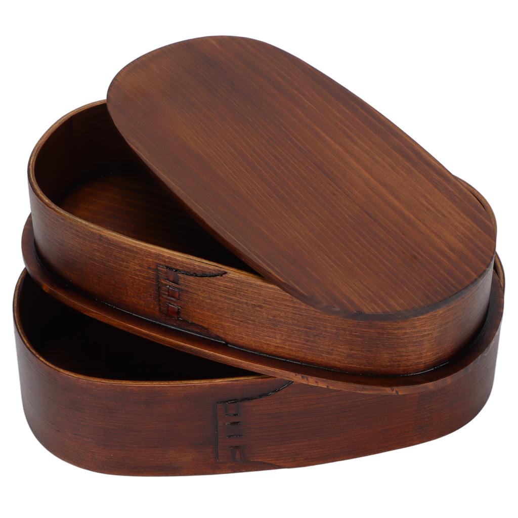 2-lagige japanische Bento-Box Holz Lebensmittelbehälter für Kinder Erwachsene Wandern Klettern Büro