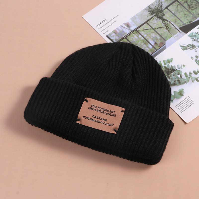 Hat Women Autumn and Winter Ins Patch Wool Hat Couple Casual Warm Knitted Hat Student Outdoor Cold Hat Men Ins Style