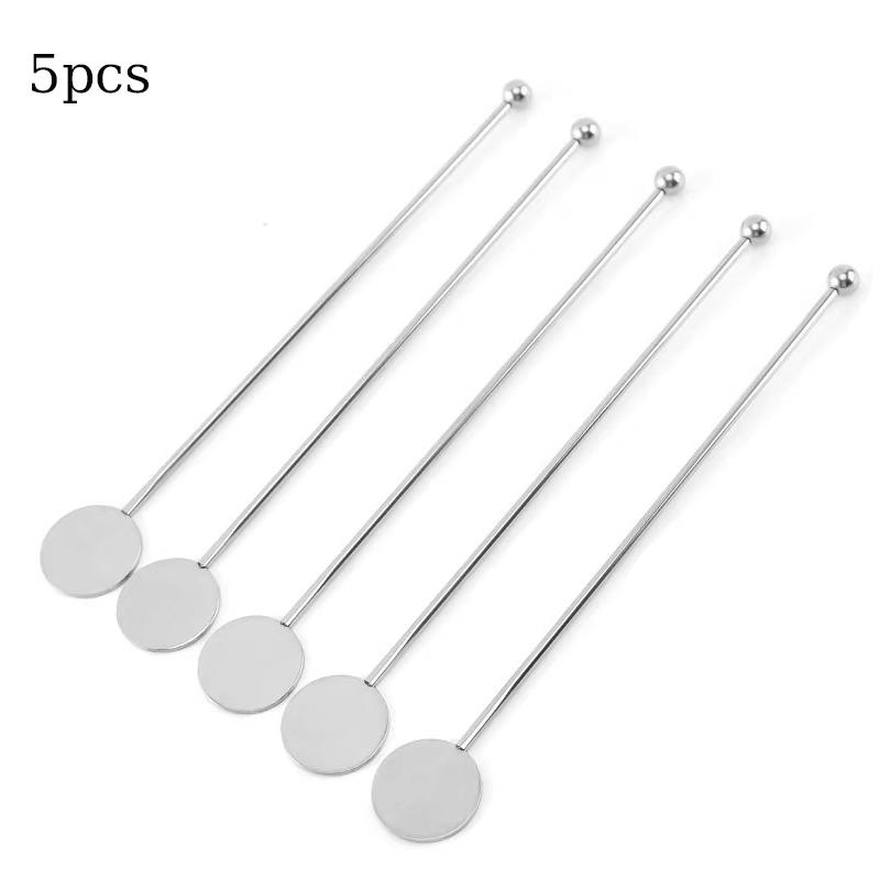 5Pcs Stainless Steel Cocktail Drink Mixer Bar Stirring Mixing Sticks Muddler Ladle Stirrer Swizzle Sticks Coffee Stirring Sticks