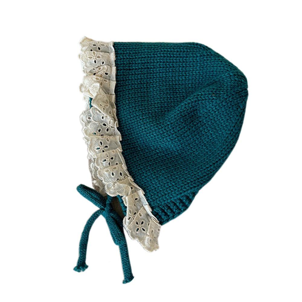 

Ruffle Lace Winter Baby Hat Soft Knitted Wool Hat Cute Children Hat for Boys and Girls синий