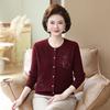 Women's Embroidered Wool Cardigan - Grandma's Warm Round Neck Sweater for Autumn/Winter