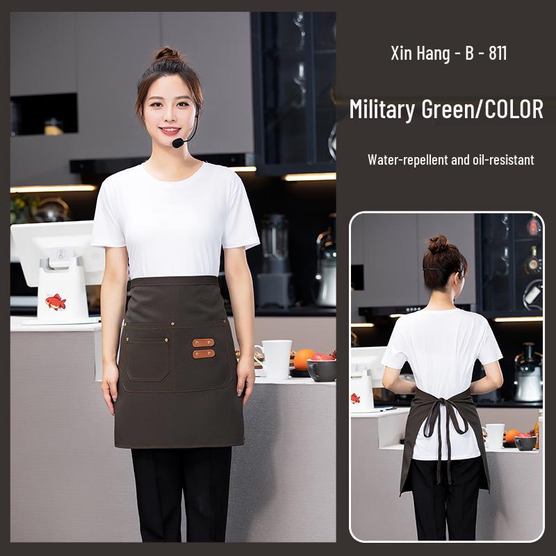 Unisex Multi-Pocket Canvas Apron for Baking & Bar Work