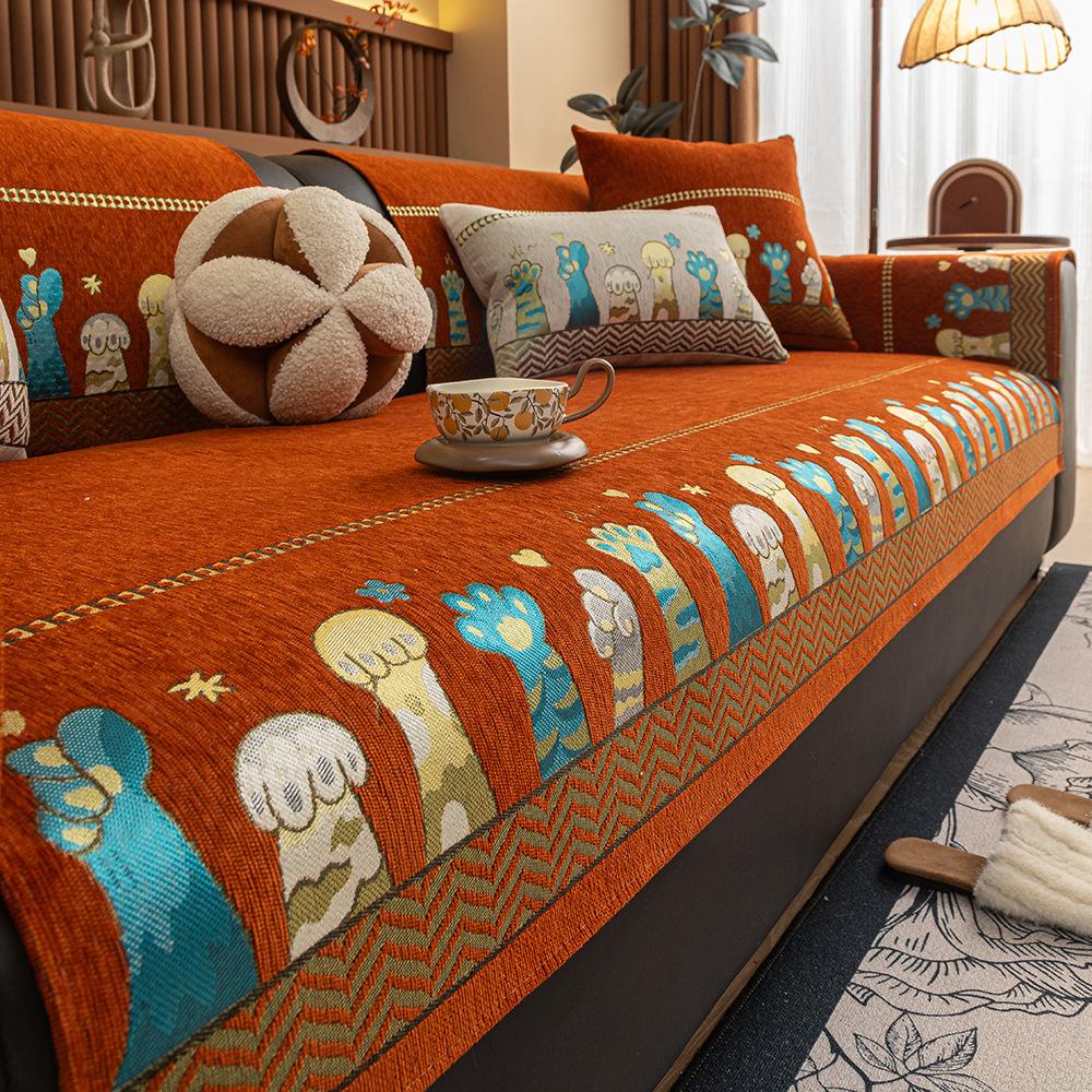 

Cat Claw Cartoon Animation Sofa Cushion Universal Non-Slip In All Seasons New Sofa Seat Cushion Light Luxury High-End Cover Cloth 70*70cm оранжевый