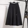 Plus Size High Waist Midi A- Line Skirt for Plus Size Women In Woolen Fabric Vintage Style Mid Autumn Winter